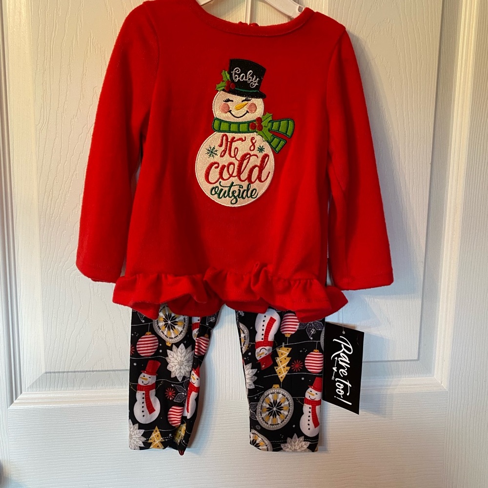 Sz 18 months RARE Too red/black/white/gold! Snowman “Cold outside” NWT